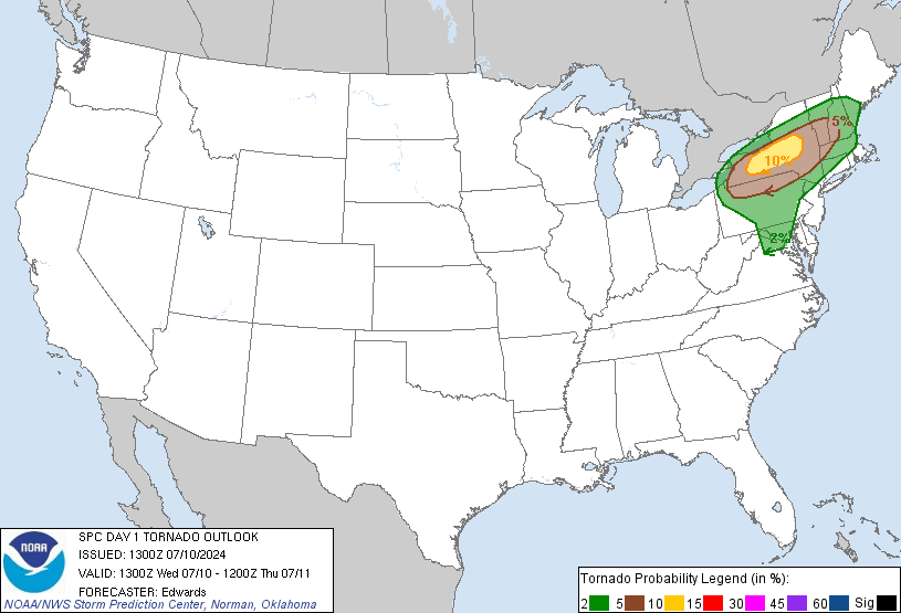 20240710 1300 UTC Day 1 Tornado Probabilities Graphic