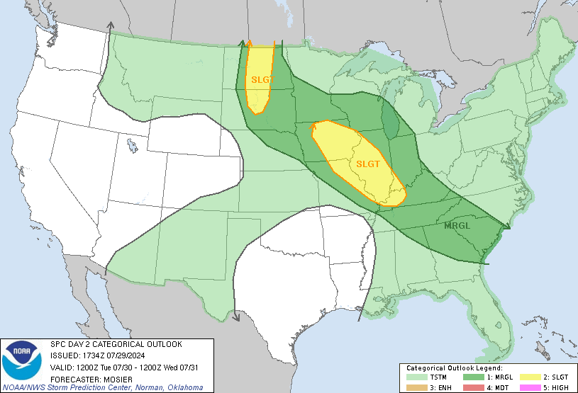 Storm Prediction Center Jul 29, 2024 1730 UTC Day 2 Convective Outlook