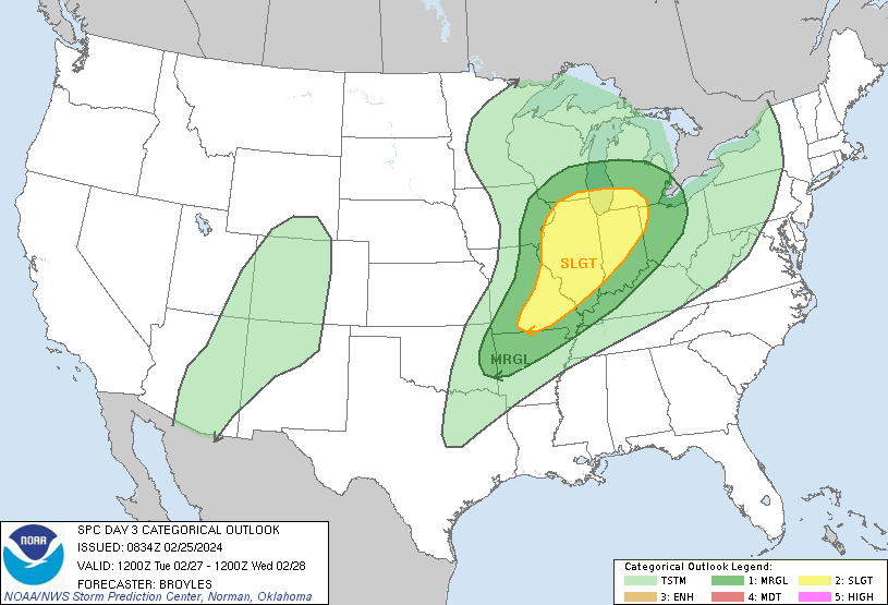 Storm Prediction Center Feb 25, 2024 0830 UTC Day 3 Severe Thunderstorm ...