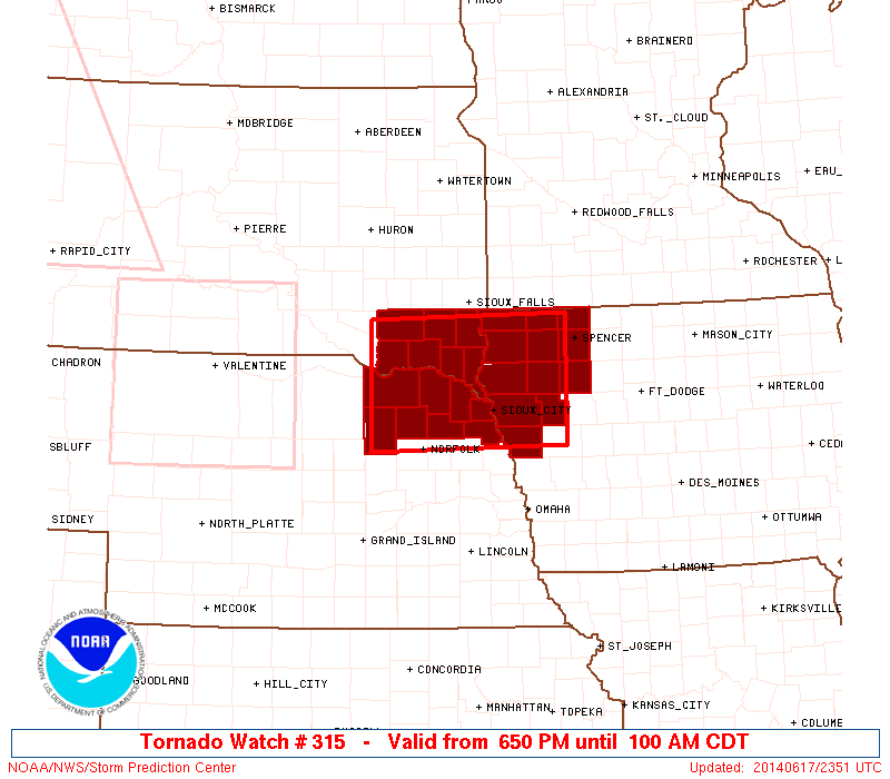 Storm Prediction Center Tornado Watch 315