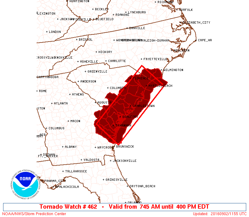 Initial List of Counties in SPC Tornado Watch 462 (WOU)