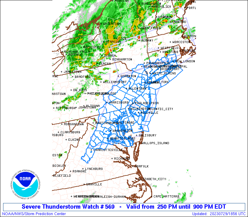 Storm Prediction Center Severe Thunderstorm Watch 569